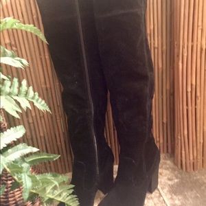 BAMBOO NIB Sz 7 Black Over The Knee Swede Boots